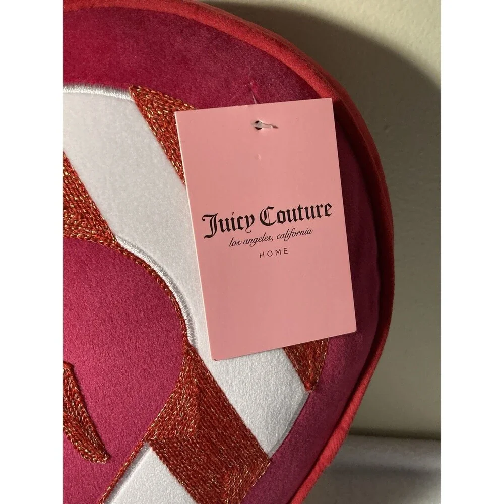 Juicy Couture Decorative Pillow Pink Heart 20” X 18” Candy Cane Valentines Xmas